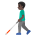 👨🏿‍🦯 man with white cane: dark skin tone display on Google